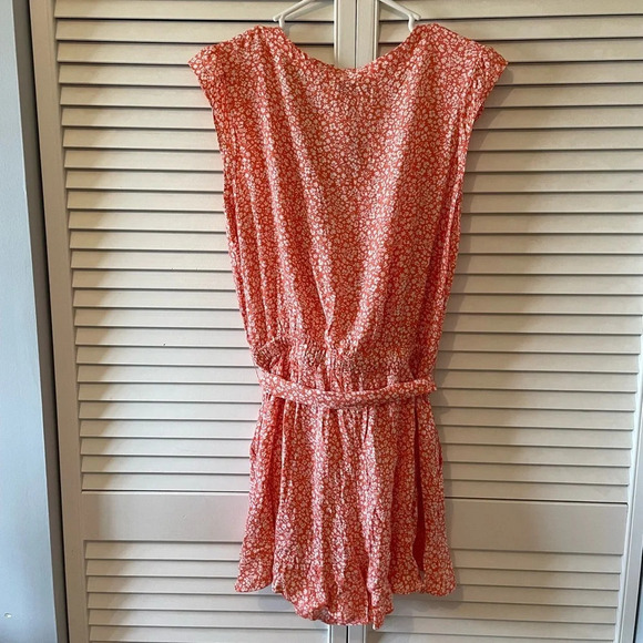 LOFT Outlet NWT Floral Wrap Romper Belt Coral Pink Summer Vacation Small Petite - Picture 4 of 7